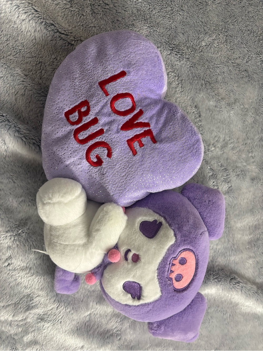 Purple "Love Bug" Heart Plush with Cute Character